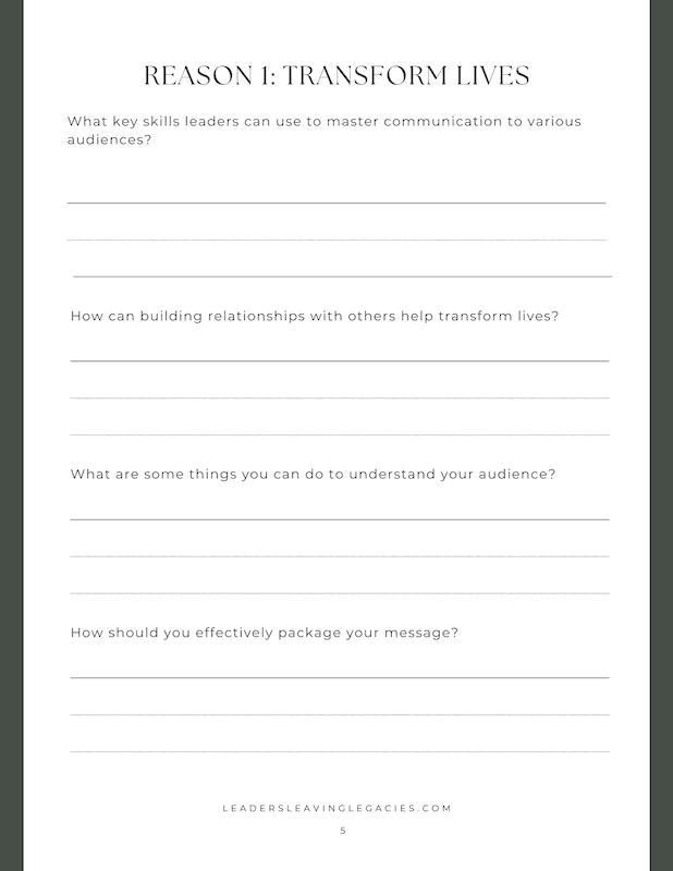 10 Reasons Communication Brings Transformation: Unleash Your Greatness Workbook - Image 4